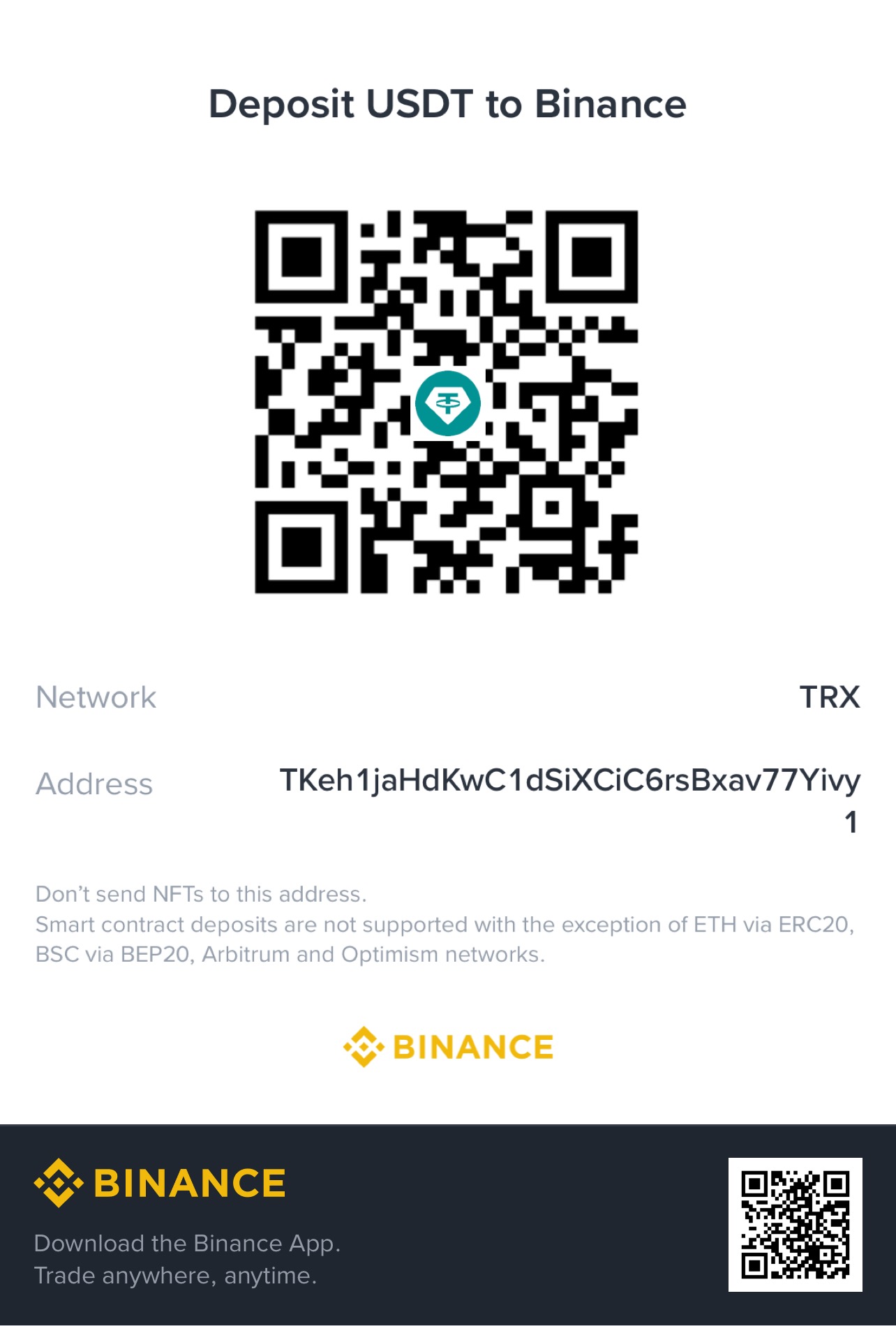 USDT donation QR code (Tron (TRC20))